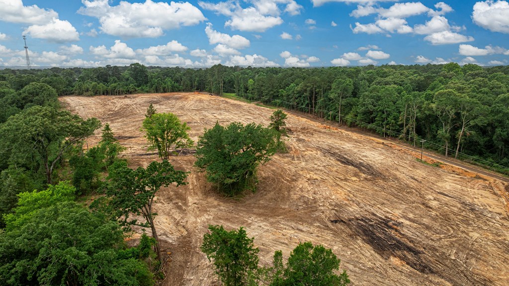 Aerial view of ready-to-build land in Pine Ridge Subdivision.