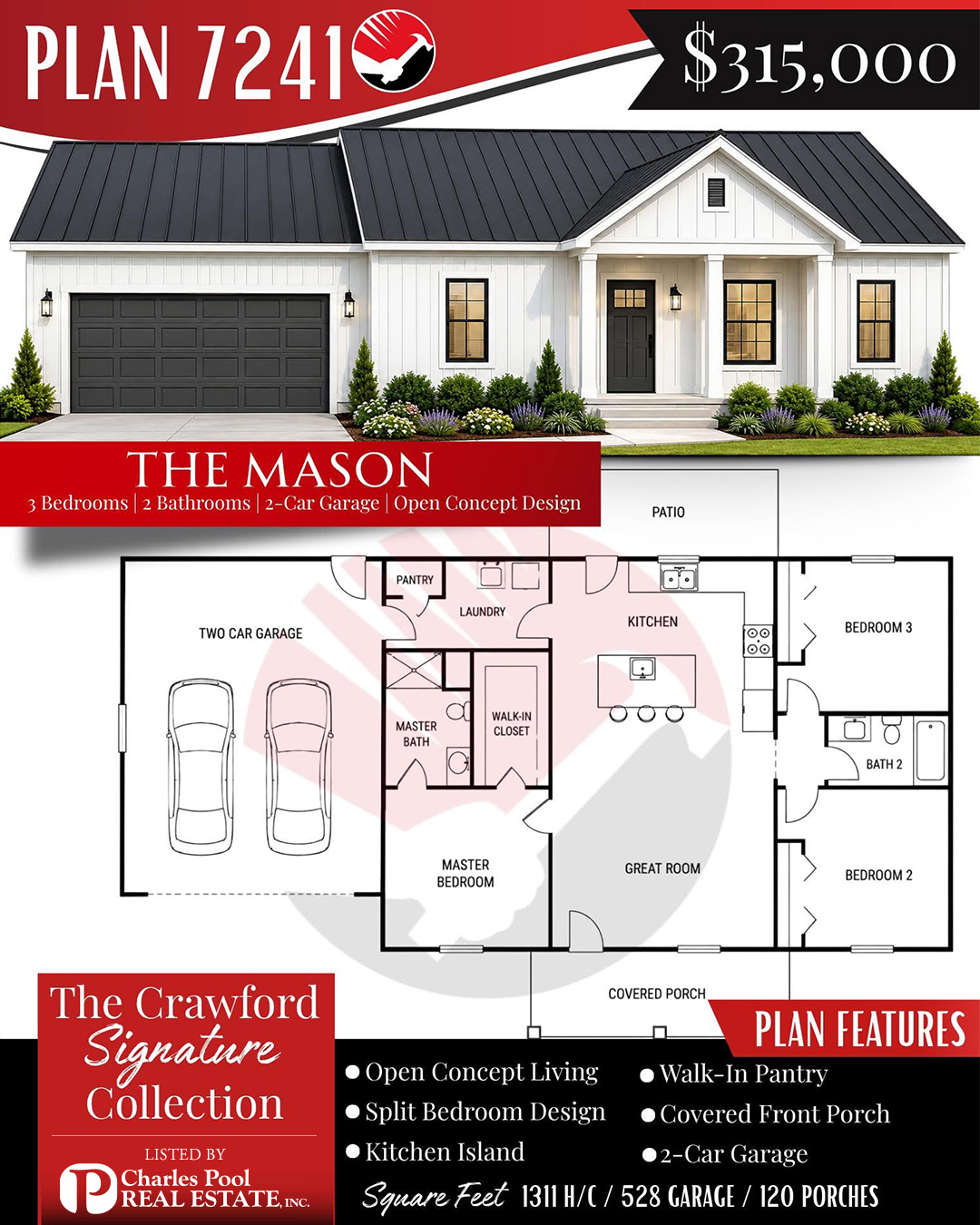 Floor plans for one of two spec homes in the Pine Ridge subdivision built by JB Crawford Construction. 