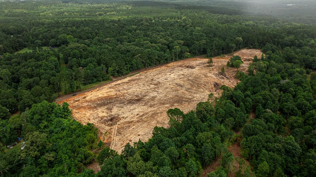 Aerial view of cleared, ready-to-build lots in Pine Ridge Subdivision.