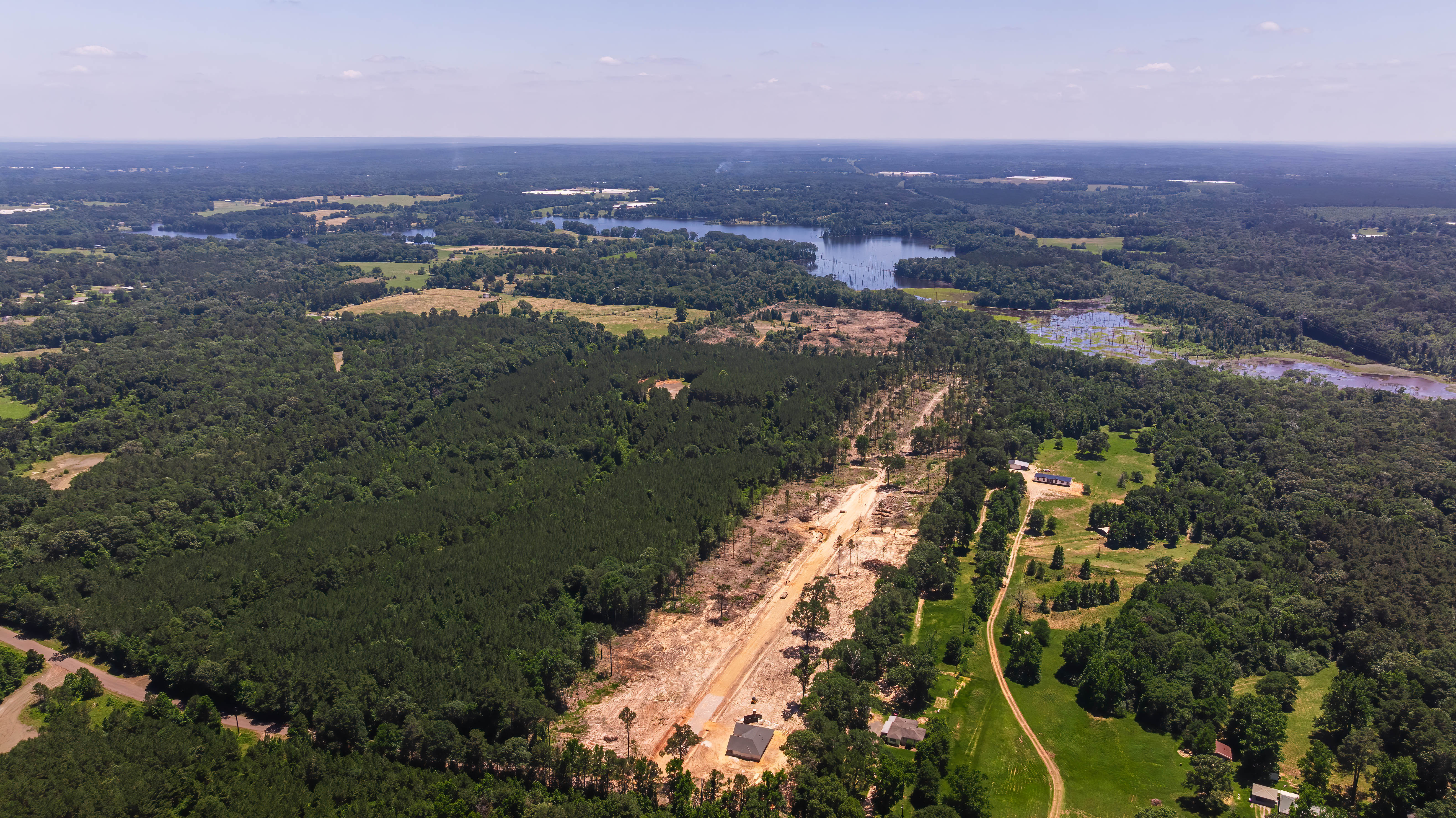 An aerial view of the new Timber Crossing subdivision in Garrison, Texas.